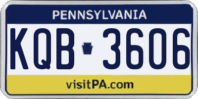 PA license plate KQB3606