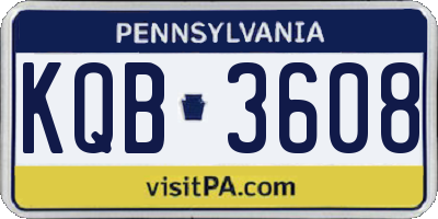 PA license plate KQB3608