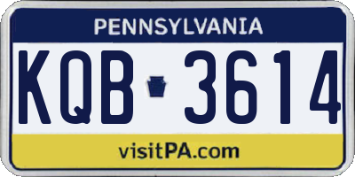 PA license plate KQB3614
