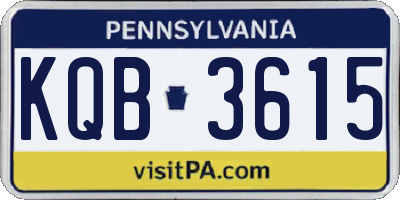 PA license plate KQB3615