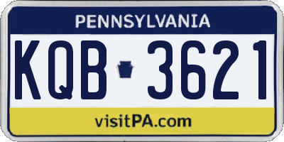 PA license plate KQB3621