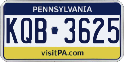 PA license plate KQB3625