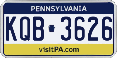 PA license plate KQB3626