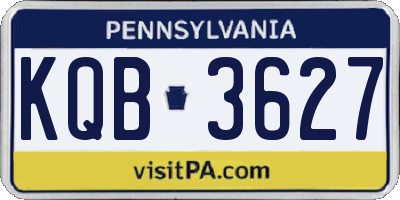 PA license plate KQB3627