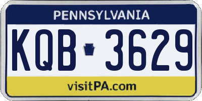 PA license plate KQB3629