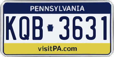 PA license plate KQB3631