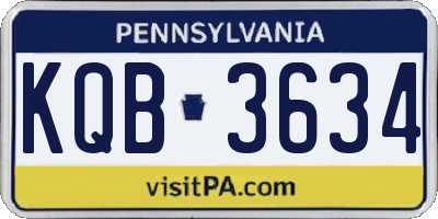 PA license plate KQB3634