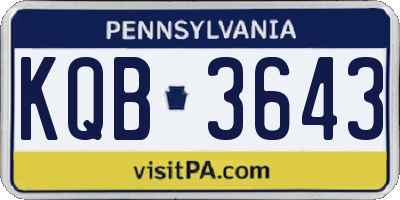 PA license plate KQB3643
