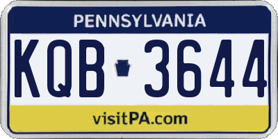 PA license plate KQB3644