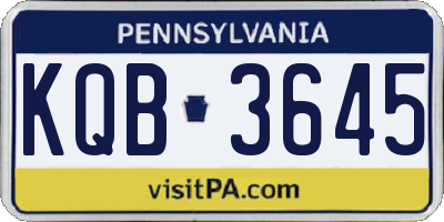 PA license plate KQB3645