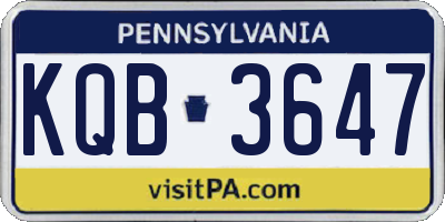 PA license plate KQB3647
