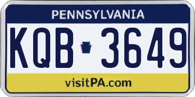 PA license plate KQB3649