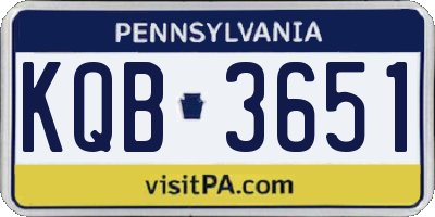 PA license plate KQB3651