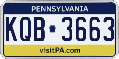 PA license plate KQB3663