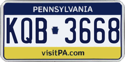 PA license plate KQB3668