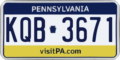 PA license plate KQB3671