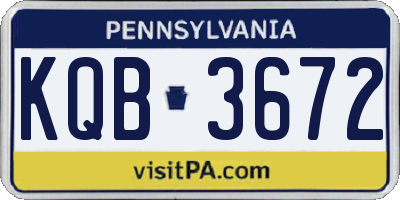 PA license plate KQB3672