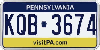 PA license plate KQB3674