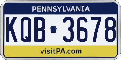 PA license plate KQB3678