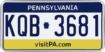 PA license plate KQB3681