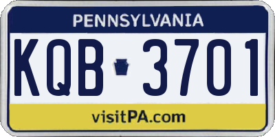 PA license plate KQB3701