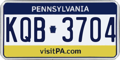 PA license plate KQB3704
