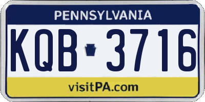 PA license plate KQB3716