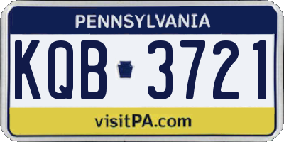PA license plate KQB3721