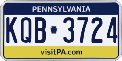 PA license plate KQB3724