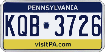 PA license plate KQB3726