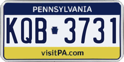 PA license plate KQB3731