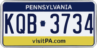 PA license plate KQB3734