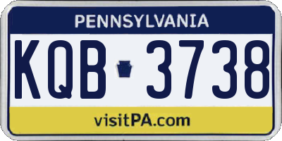 PA license plate KQB3738