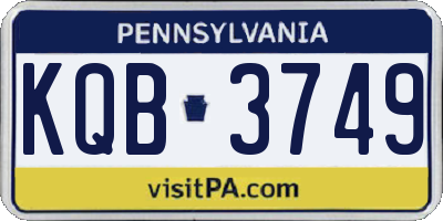 PA license plate KQB3749