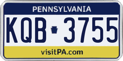 PA license plate KQB3755