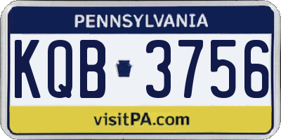 PA license plate KQB3756