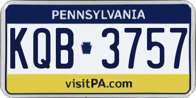 PA license plate KQB3757