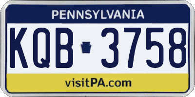 PA license plate KQB3758