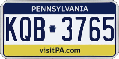 PA license plate KQB3765