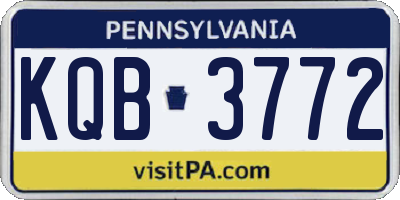 PA license plate KQB3772