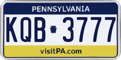 PA license plate KQB3777