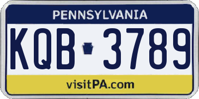 PA license plate KQB3789