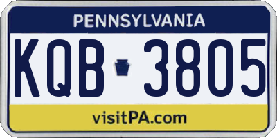 PA license plate KQB3805