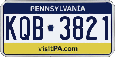 PA license plate KQB3821