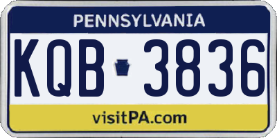 PA license plate KQB3836