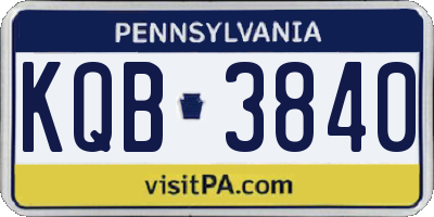 PA license plate KQB3840