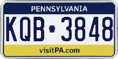 PA license plate KQB3848