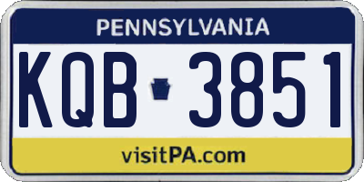 PA license plate KQB3851