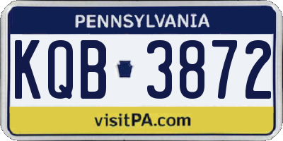 PA license plate KQB3872