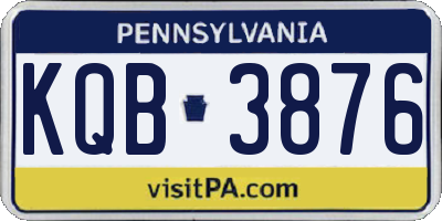 PA license plate KQB3876